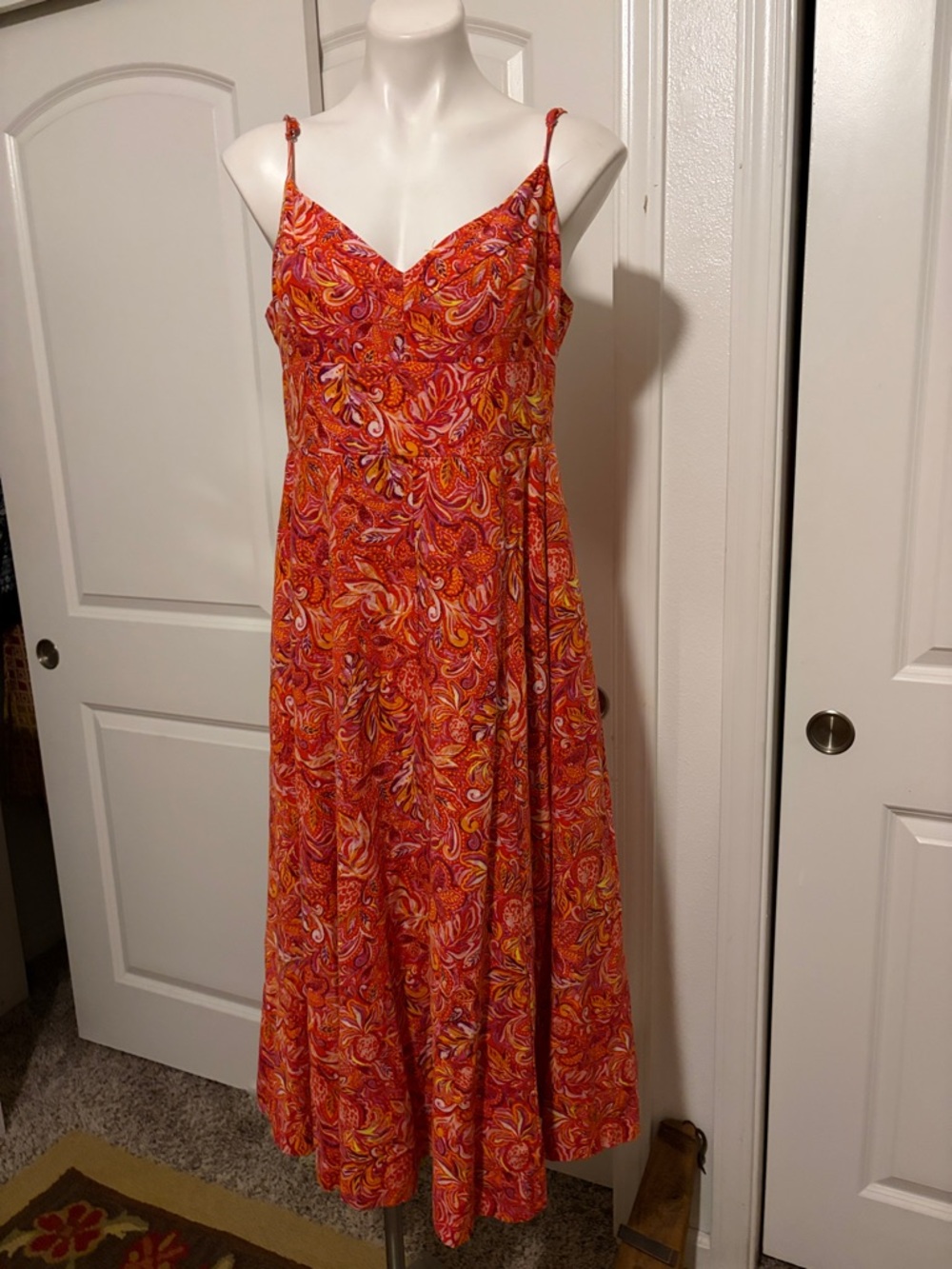 Jason Wu Red and Orange Paisley Maxi Sundress